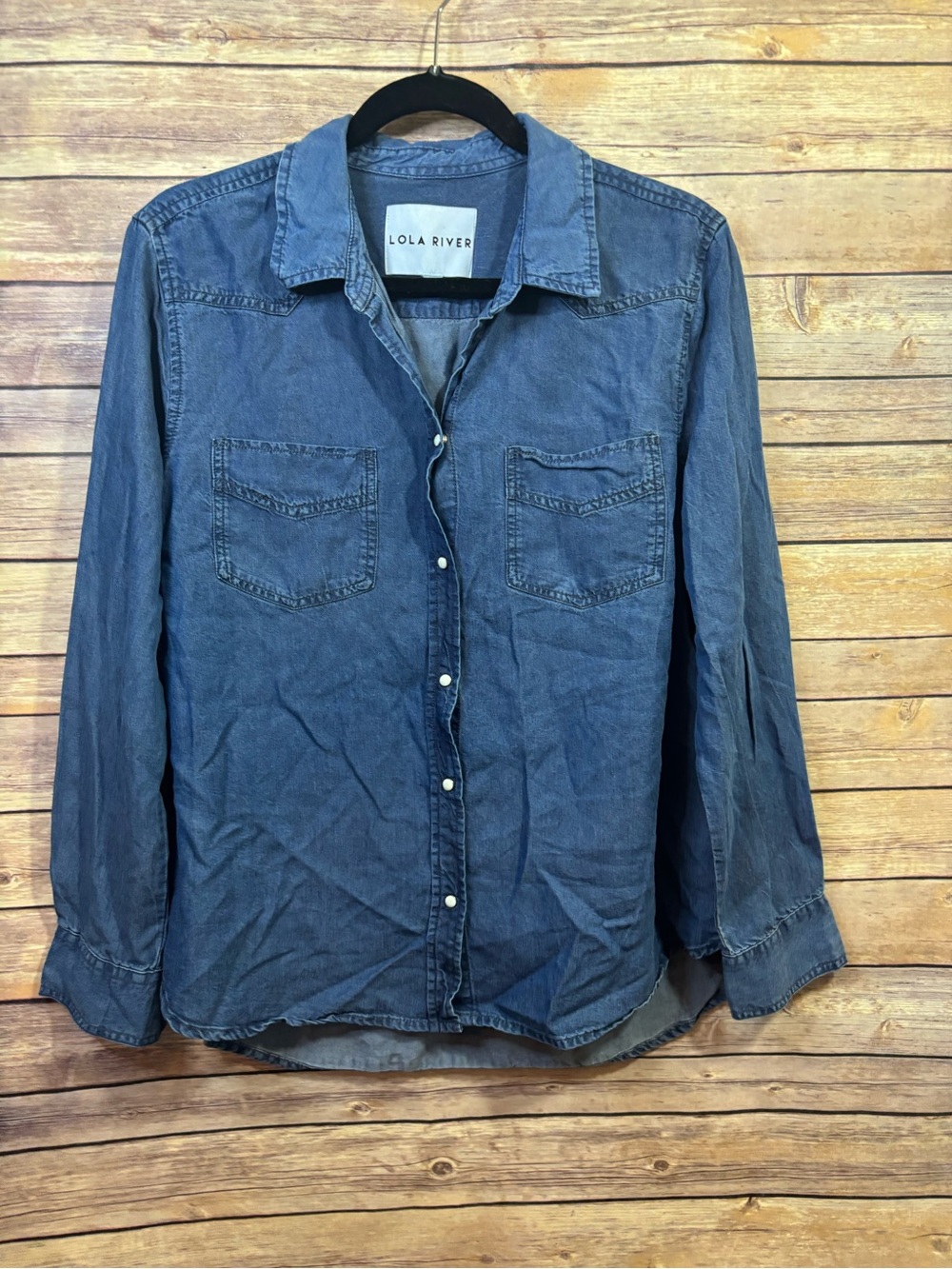 Lola River Blue Denim Tencel Shirt Size L
